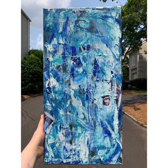 Original Abstract Blue Painting | Handmade Blue Wall Décor - Picture 1 of 5